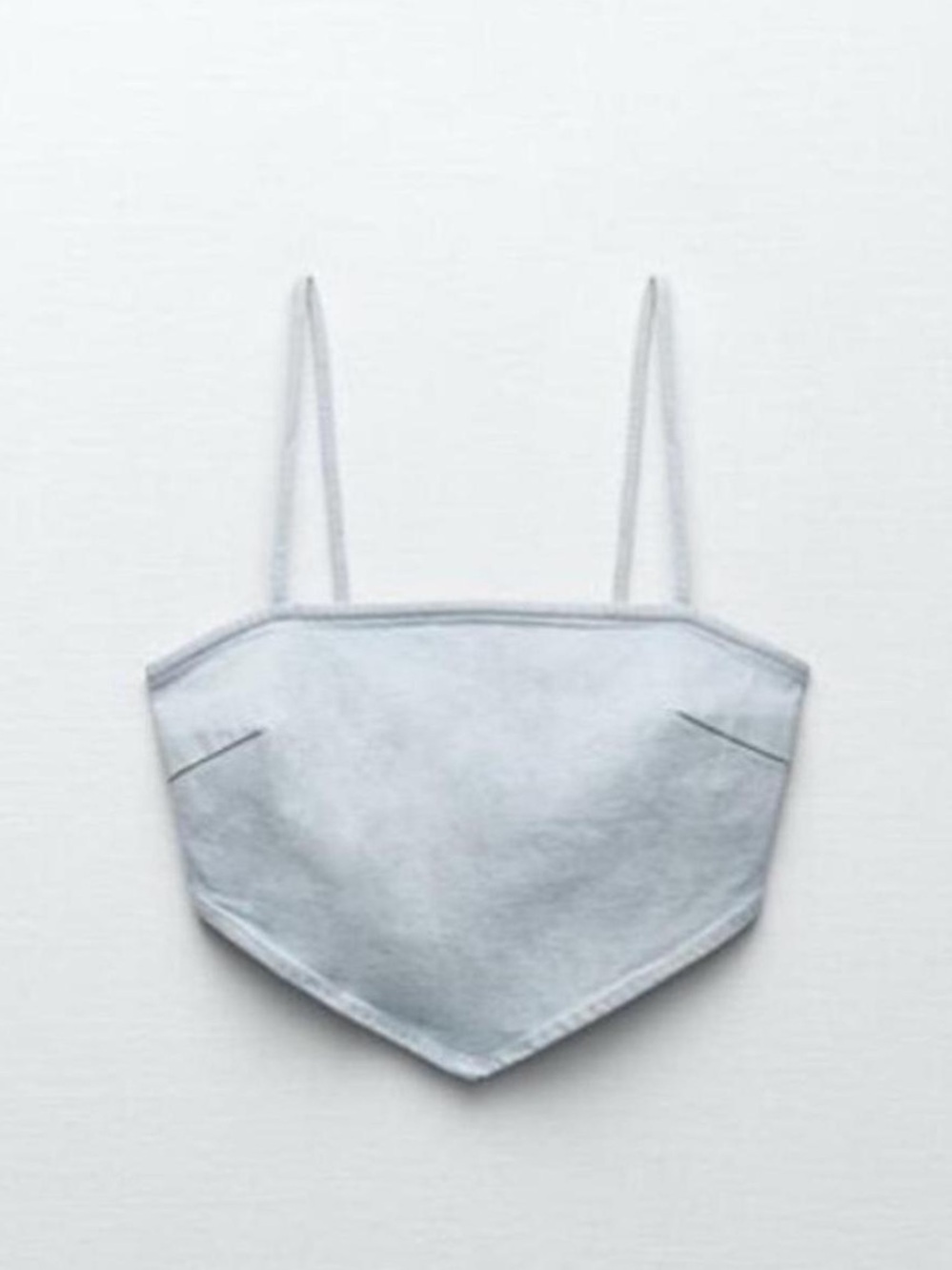 Zara Light Blue Denim Crop Top